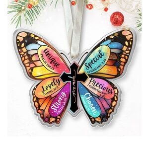 Colorful Christian Butterfly Ornament NIB
